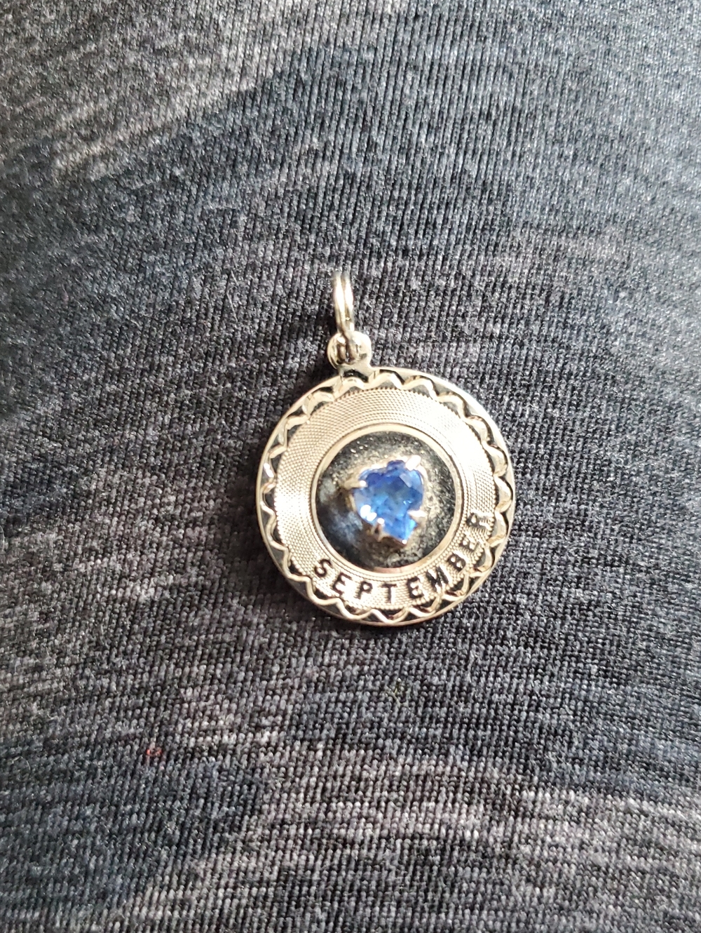 September Birthstone Pendant Necklace - Silver Tone with Blue Stone NWOT